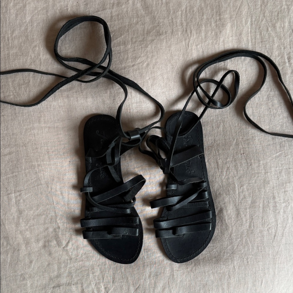 Free People Black Strappy Sandals